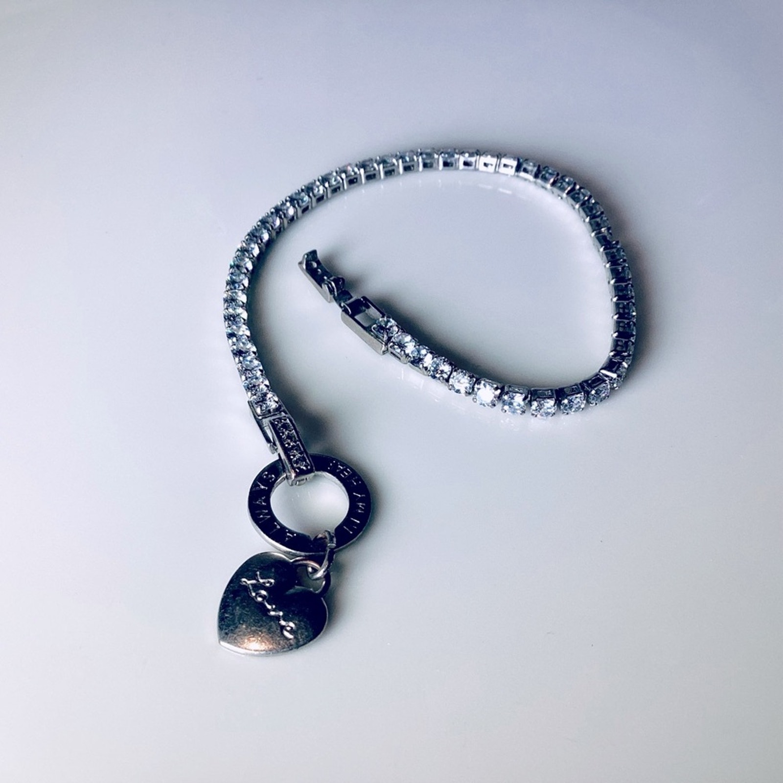 Love Heart Tag Tennis Bracelet 18$
